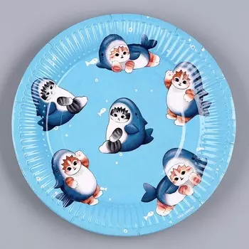 Тарелка бумажная «Котики. Акула», 18 см