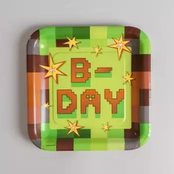 Тарелка бумажная Party!, квадратная, 23 см, набор 8 шт.