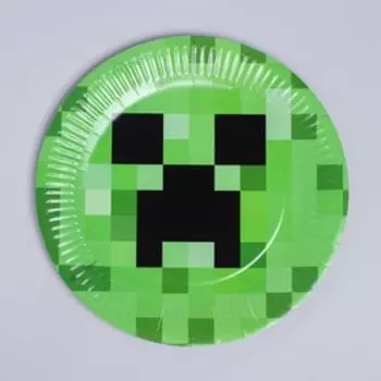 Тарелка бумажная «Пиксели», 23 см, набор 6 шт.