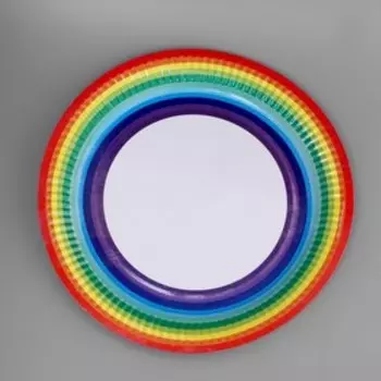 Тарелка бумажная "Радуга" с ламинацией, 23 см