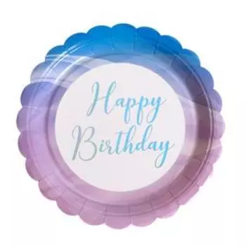 Тарелка бумажная «С днём рождения», набор 6 шт., цвета МИКС