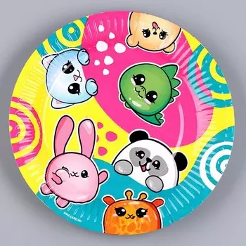 Тарелка бумажная «Стикеры»,яркие, 18 см