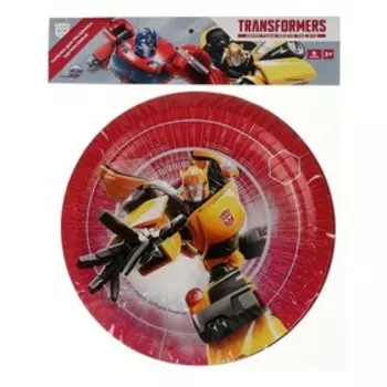 Тарелка бумажная «Трансформеры», 6 штук, 18 см