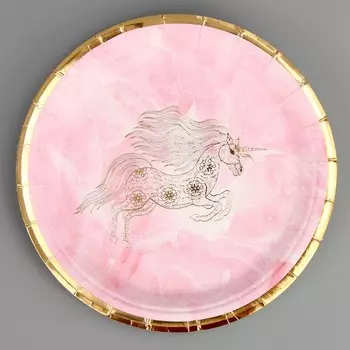 Тарелка бумажная «Золотой единорог», 6 шт.