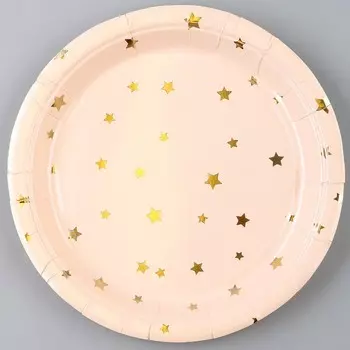Тарелка бумажная «Золотые звёздочки», в наборе 6 шт.