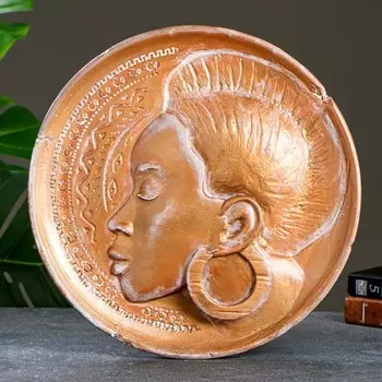 Тарелка декоративная "Девушка" белый, бронза, 36х4см