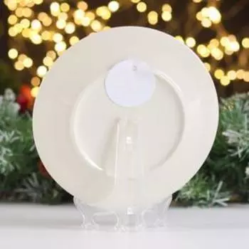 Тарелка декоративная "Тигрята. Здоровья, счастья, достатка", с рисунком на холсте, D=19,5 см