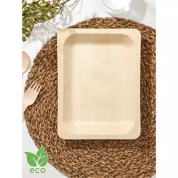 Тарелка деревянная, 23,5×18 см, фасовка 50 шт