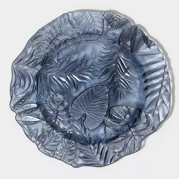 Тарелка «Арабис», d=21.5 см, стекло, голубая