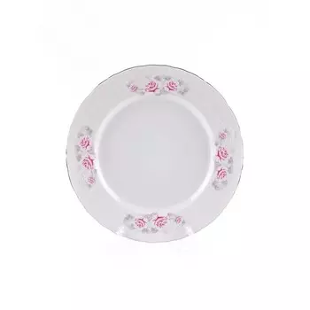 Тарелка десертная Cmielow Rococo «Бледные розы, отводка платина», d=21 см