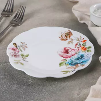 Тарелка десертная Доляна «Душистые пионы», d=17,5 см, стеклокерамика