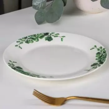 Тарелка фарфоровая десертная Доляна «Эвкалипт», d=20,5 см