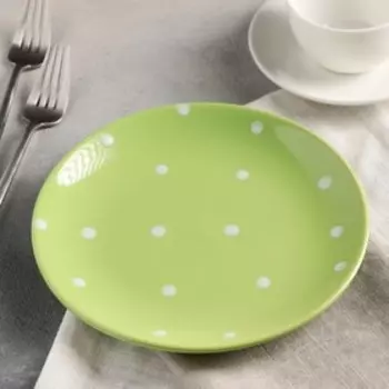 Десертная тарелка Доляна «Зелёный горох», d=19 см, керамика, зелёная