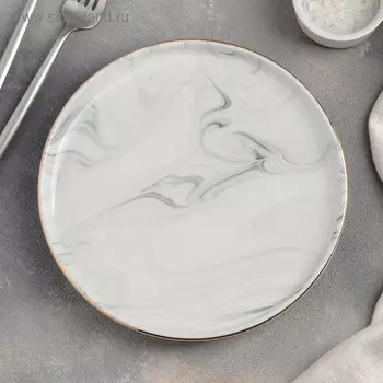 Тарелка десертная «Мрамор», d=20 см, цвет серый