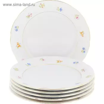 Тарелка десертная Natalie, декор «Мелкие цветы, отводка золото», 19 см