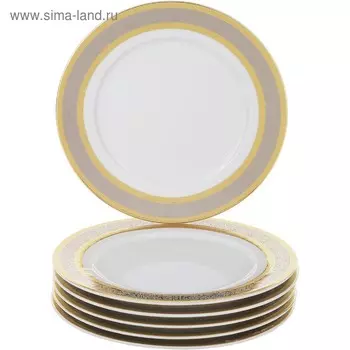 Тарелка десертная Opal, декор «Широкий кант платина, золото», 19 см