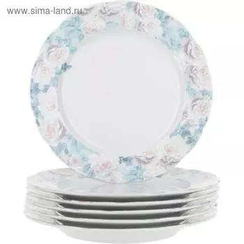 Тарелка десертная Rose, декор «Голубая роза», 19 см