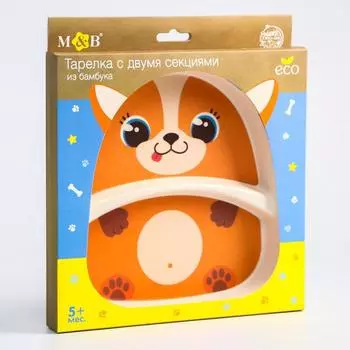 Тарелка детская из бамбука M&B «Песики», 2 секции