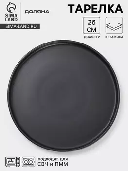 Тарелка Доляна «Гранит», d=26 см, керамика, чёрная