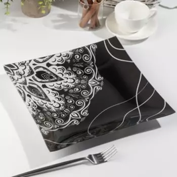 Тарелка Доляна «Экзотика», 29,5×29,5 см, цвет чёрный