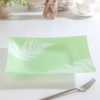 Тарелка Доляна «Папоротник», 29,5×29,5 см, цвет зелёный