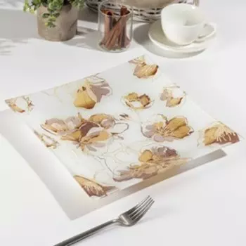 Тарелка Доляна «Золотые цветы», 28,5×28,5 см