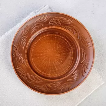 Тарелка "Домашние традиции", плоская, декор, красная глина, 19 см