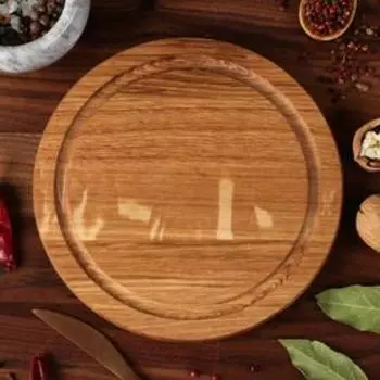 Менажница деревянная, с разделочной доской и соусником, 20 см, массив дуба