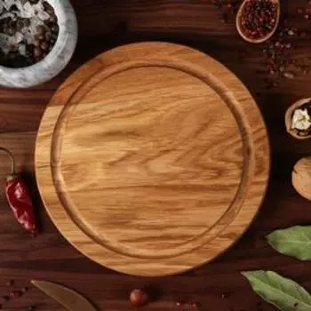 Менажница деревянная "Славянская", 20 см, с разделочной доской и соусником, массив дуба