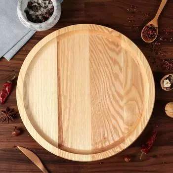 Менажница-доска деревянная «Славянская», d=30 см, для сервировки и подачи, массив ясеня