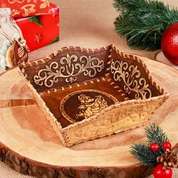 Тарелка "Дракончик", квадратная, береста