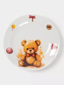 Тарелка Дулевский фарфор «Мишутка», d=17.5 см, 175 мл, белая