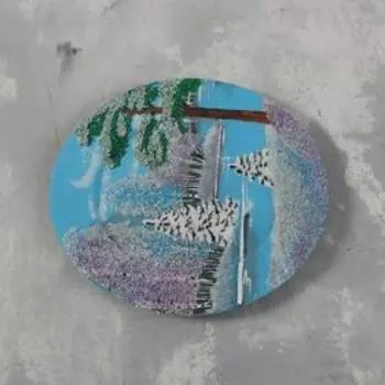 Тарелка фарфоровая "Зима", каменная крошка, D=24 см МИКС