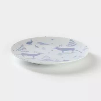 Тарелка фарфоровая «Зимний лес», d=20 см, цвет белый