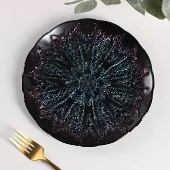 Тарелка «Филиция», d=21 см, цвет чёрно-синий с серебром