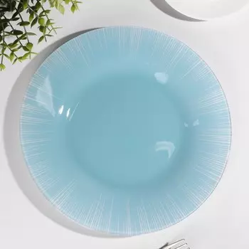 Тарелка стеклянная «Фокус», d=26 см, цвет голубой