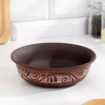 Тарелка глубокая «Ангоб» , 550 мл, 516 см, красная глина