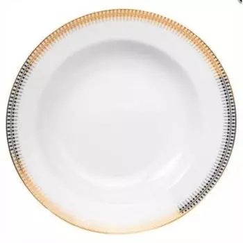 Тарелка глубокая, 22.5 см, Yvonne, декор «Золотые ромбы»