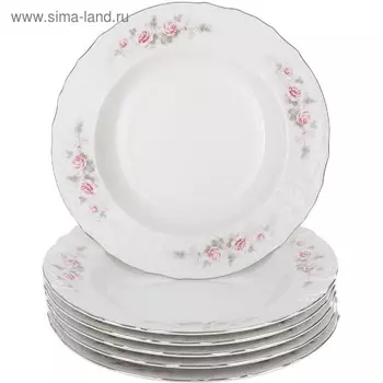 Тарелка глубокая Bernadotte, декор «Бледные розы, отводка платина», 23 см
