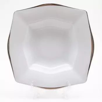 Тарелка глубокая Cmielow Lww «Золотой кант Сетка платина», длина 22.5 см