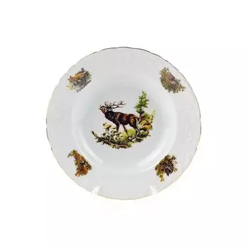 Тарелка глубокая Cmielow Rococo «Охота, отводка золото», d=22.5 см