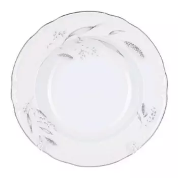 Тарелка глубокая Constance, декор «Серебряные колосья, отводка платина», 23 см
