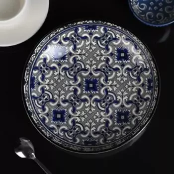 Тарелка керамическая глубокая Доляна «Дайра», d=21 см, цвет синий