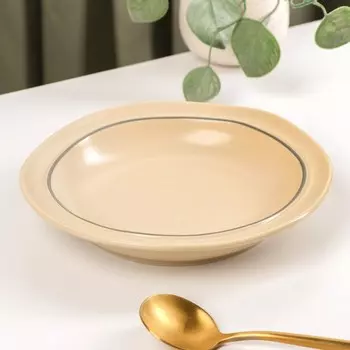 Тарелка керамическая глубокая «Крем», 380 мл, d=21,2 см, цвет бежевый