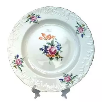 Тарелка глубокая «Мейсенский букет, отводка золото», d=22.5 см