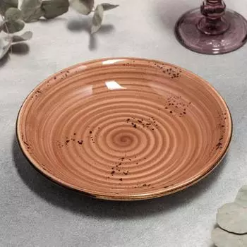 Тарелка фарфоровая глубокая «Винтаж», 500 мл, d=21 см, цвет коричневый