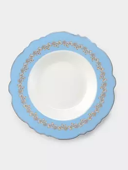Тарелка глубокая WY Royal blue, 220 мл, d=21.5 см, фарфор, белая, голубая