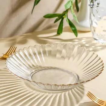 Тарелка «Хризантема», d=24 см, стекло, прозрачная