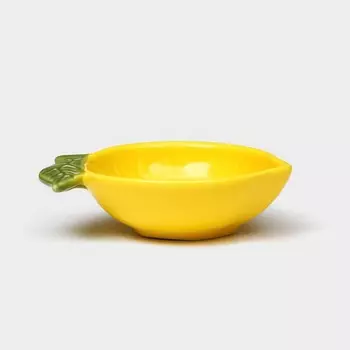 Тарелка керамическая "Лимон", глубокая, желтая, 14,5 см, 1 сорт, Иран