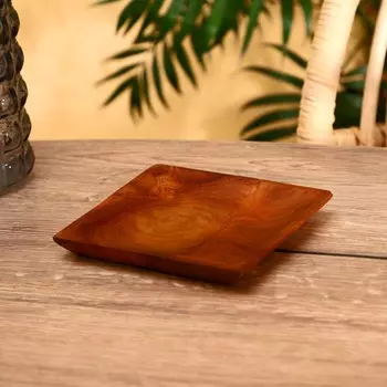 Тарелка квадратная, 15152 см, тиковое дерево
